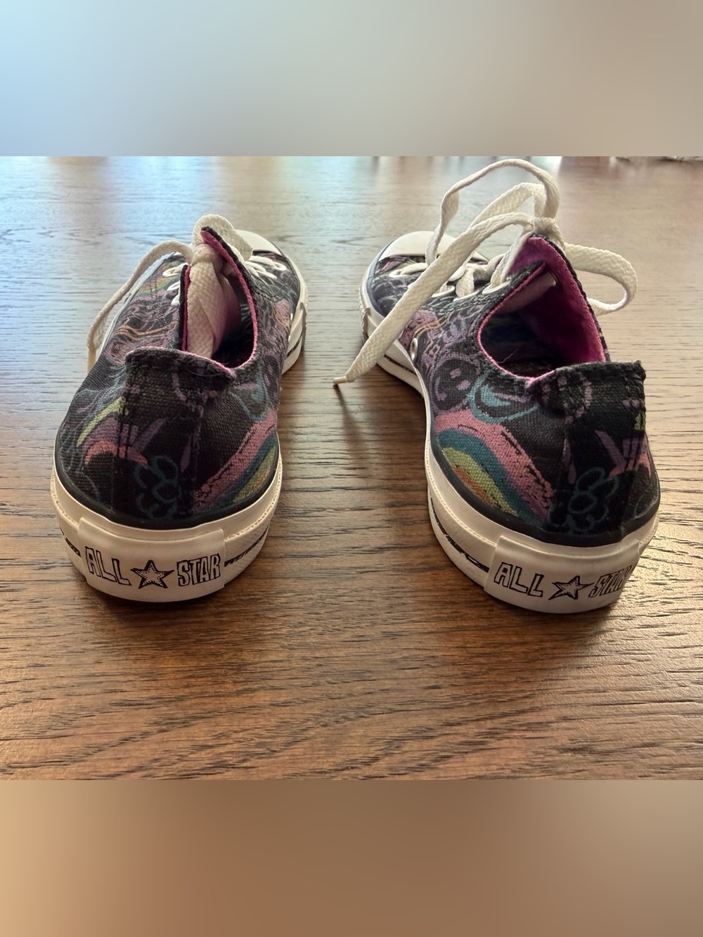 Converse Black Canvas Low-Top Sneakers with Rainbow Chalk Drawing Accents - Picture 4 of 5